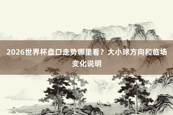 2026世界杯盘口走势哪里看？大小球方向和临场变化说明