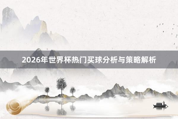 2026年世界杯热门买球分析与策略解析